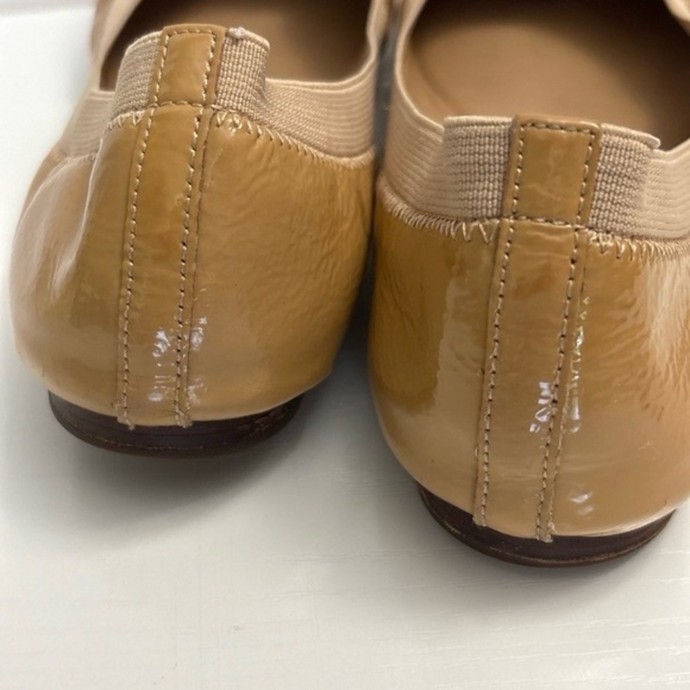 Tory Burch Ballet Flats Womens Size 7 Beige Tan With Gold Logo Medallion - Picture 14 of 15